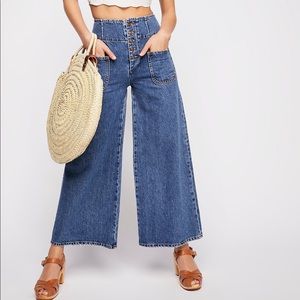 Black Free People Wide Leg Crop Jeans